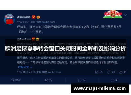 欧洲足球夏季转会窗口关闭时间全解析及影响分析